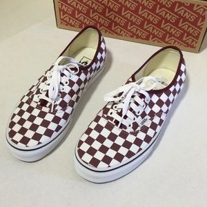 burgundy checkered vans